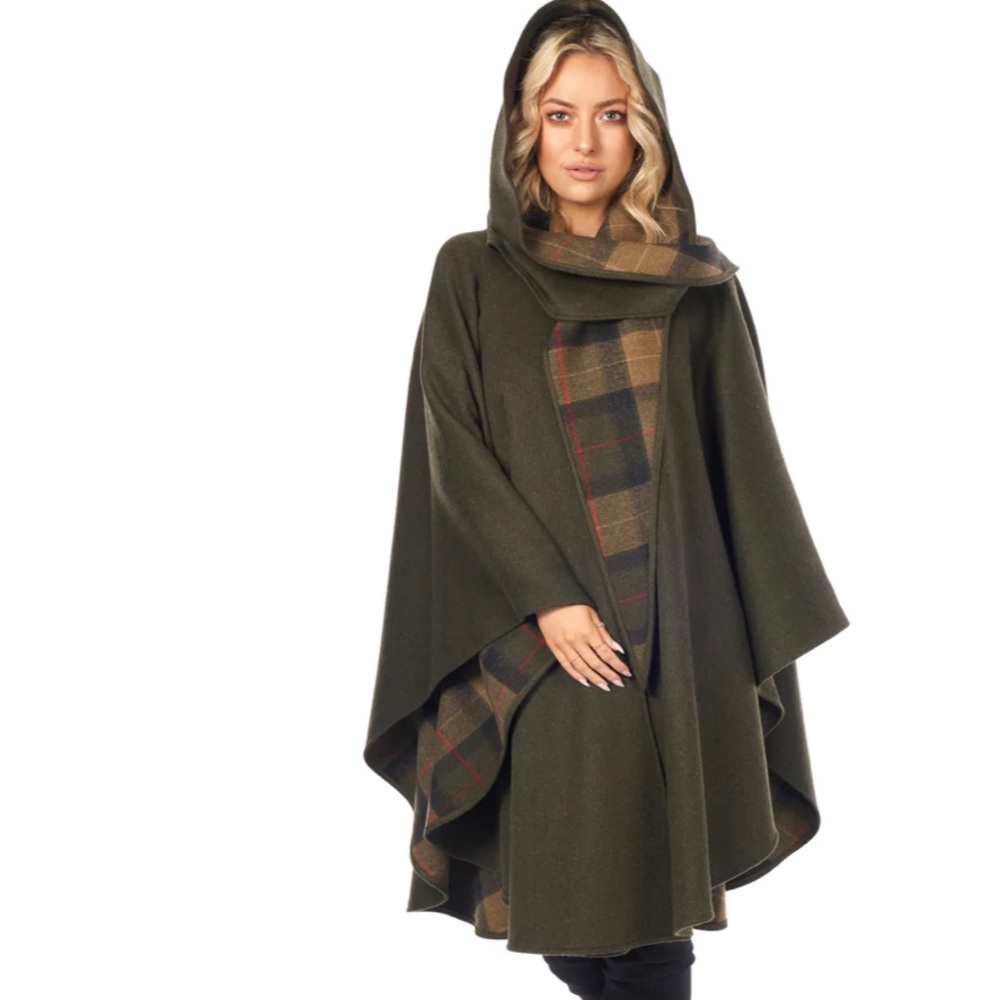 Jimmy Hourihan Knee Length Cape in Double Face Cloth with Convertible Hood